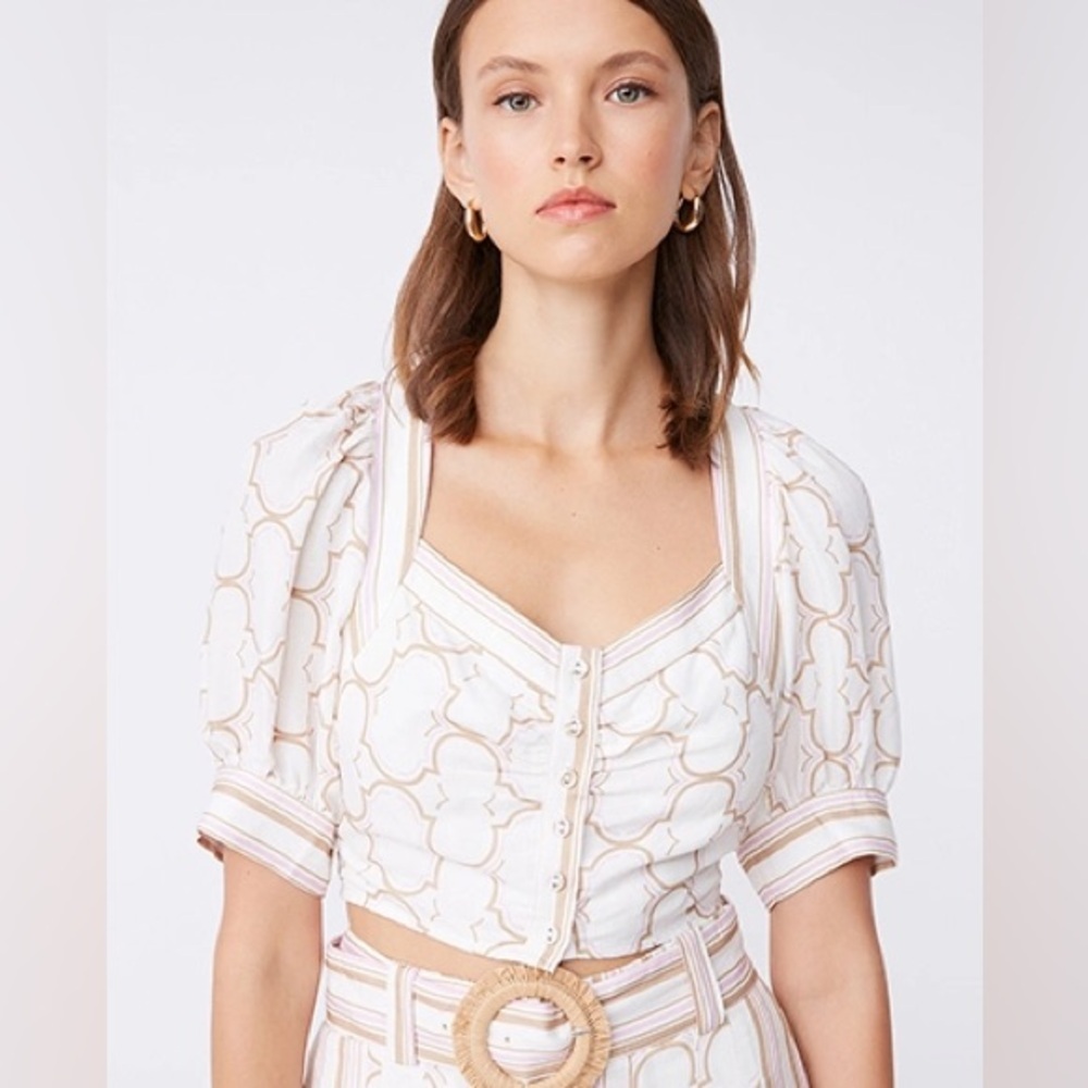 Suncoo Paris White Cropped blouse new with tags‎ lutece blouse